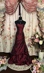 Burgundy Strapless Long Prom Dress, Formal Evening Gowns S6861