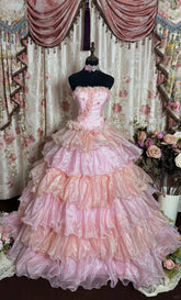 Pink Strapless A Line Ball Gown Long Prom Dress, Formal Evening Gowns S6850