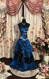 Strapless Blue Mermaid Long Prom Dress, Formal Evening Gowns S6849