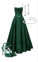 Green Spaghetti Straps Prom Dress A-line Evening Dress S5149