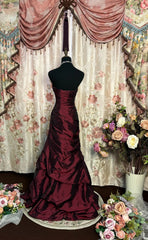 Burgundy Strapless Long Prom Dress, Formal Evening Gowns S6861