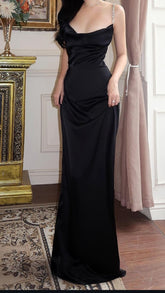 Simple Black Long Prom Dresses Evening Dress S6828