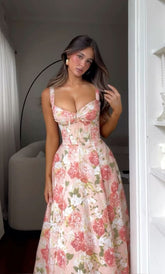 New Floral Print Dress For Women Long Prom Dress S6787