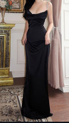 Simple Black Long Prom Dresses Evening Dress S6828