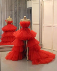 red ball gown long prom dress, evening dress S775