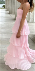 Elegant Strapless Sweetheart Layer A-Line Evening Gown Maxi Long Formal Dresses Prom Dresses S6465