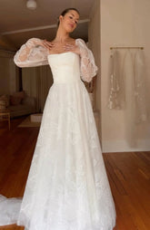 Modest Wedding Dress Long Sleeve A-Line Wedding Dress S6503