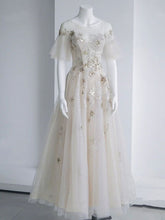 Light Tulle Sequin Tea Length Prom Dress, Tulle Formal Dress S6335