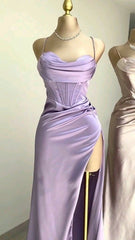 Mermaid Satin Long Prom Dress With Side Slit Long Evening Dress S6514