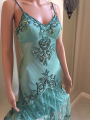 Spaghetti Straps Blue Long Prom Dress Evening Party Dress S5894