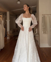 Modest Wedding Dress Long Sleeve A-Line Wedding Dress S6503