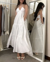 Sexy White Sleeveless Long Prom Dress,White Evening Dress S6439