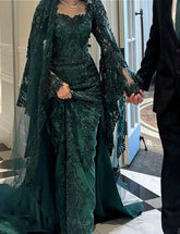 Dark Green Long Formal Dress Wedding Dress S6518