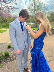 Elegant Blue Sequin Long Prom Dress,Evening Dress S6531