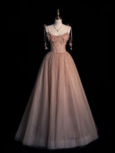 Elegant A Line Pink Tulle Long Prom Dress, Evening Dress S6511