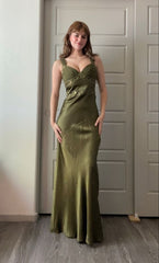 Elegant Sheath Olive Green Prom Dresses Long Formal Dress S6338