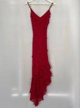 Elegant Red Chiffon Evening Gown Irregular Formal Dresses Prom Dresses S6467