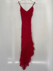 Elegant Red Chiffon Evening Gown Irregular Formal Dresses Prom Dresses S6467