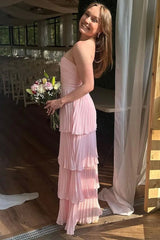 Elegant Strapless Sweetheart Layer A-Line Evening Gown Maxi Long Formal Dresses Prom Dresses S6465