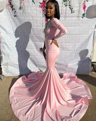 Pink Unique Long Prom Dress Mermaid Party Dress S6409