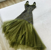 Elegant Green Straps Long Prom Dresses Long Evening Party Dress S5889
