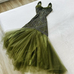 Elegant Green Straps Long Prom Dresses Long Evening Party Dress S5889