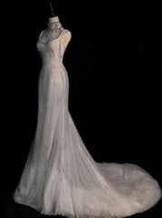 Elegant Mermaid Sequin Long Wedding Dresses Evening Dress S6069