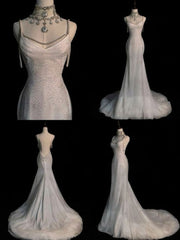 Elegant Mermaid Sequin Long Wedding Dresses Evening Dress S6069