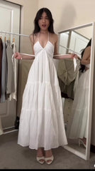 Sexy White Sleeveless Long Prom Dress,White Evening Dress S6439