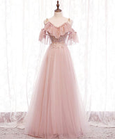 V Neck Tulle Lace Long Prom Dress, Bridesmaid Dress S6336
