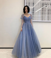 Blue Tulle Long Formal Dress Party Dress, Beautiful Blue Prom Dresses S6371