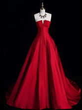 Red Simple Satin Long Party Dress Evening Dress, Red Satin Formal Dress S6295