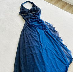 Navy Blue Ombre Chiffon Evening Gown Formal Dresses Prom Dresses S6483