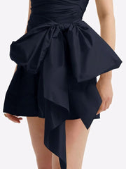 Fashion satin short prom dress, dark navy homecoming dress S2977