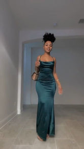 Simple Sheath Evening Gown Long Prom Dresses S6072