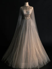 Elegant A Line Princess Tulle Long Prom Dress Long Evening Dress S6512