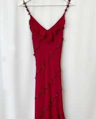 Elegant Red Chiffon Evening Gown Irregular Formal Dresses Prom Dresses S6467