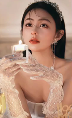 Off-white mesh lace hot diamond wedding dress banquet dinner gloves S6239