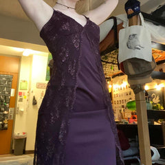 Sexy V-neck Grape Vintage Party Dress Long Formal Dress S6306