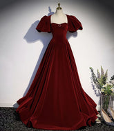 Burgundy Velvet Long Prom Dress Evening Dress S6722