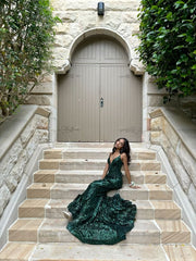Green Sequin Mermaid Long Prom Dresses Formal Dress Evening Dress S6652
