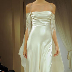 Vintage Long Sleeves Satin Backless Wedding Dresses Evening Dresses S6717