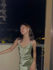 Sexy Green Spaghetti Straps Long Prom Dresses, Evening Gown S6745