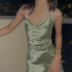 Sexy Green Spaghetti Straps Long Prom Dresses, Evening Gown S6745