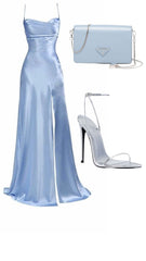 Simple Blue Elegant Long Prom Dress Evening Dress S6645