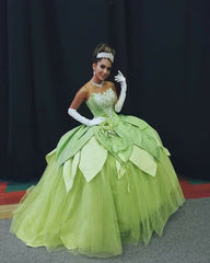 Green A Line Ball Gown Long Prom Dresses Formal Dress Evening Dress S6662