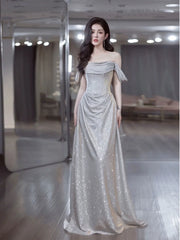 Elegant Shinny Evening Gowns Off Shoulder Long Prom Dress S7212