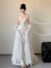 Sexy Lace Strapless Long Wedding Dresses Bridal Gown S7206
