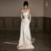 Sexy Lace Strapless Wedding Dresses Long Bridal Gown S7207