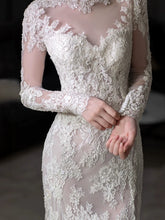 Long Sleeves Lace High Neck Wedding Dresses Long Bridal Gown S7208